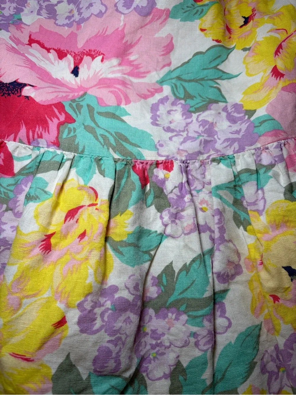 Gap Kids Vintage Floral Linen Blend Dress Girls Size Small (6–7) | 90s-Inspired